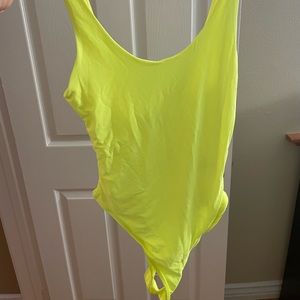 🆕 Neon Yellow Thong Bodysuit - Small